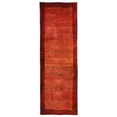Runner, Rust and Bright Red Contemporary Gabbeh Persian Wool Rug
