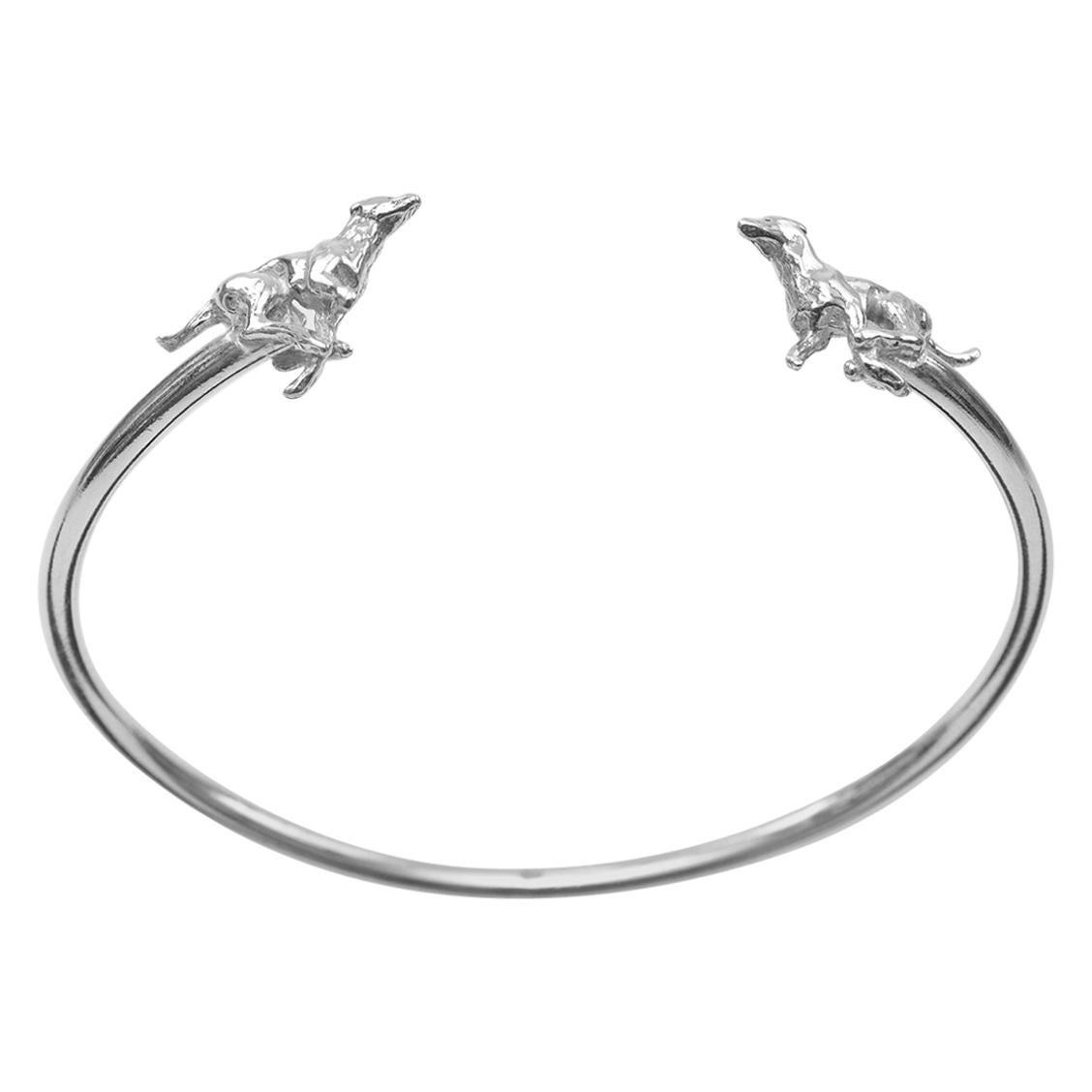 Running Greyhound Bangle in Sterling Silver For Sale