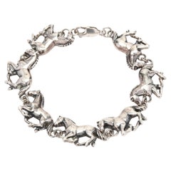 Vintage Running Horse Bracelet, Sterling Silver, Length 8 Inch