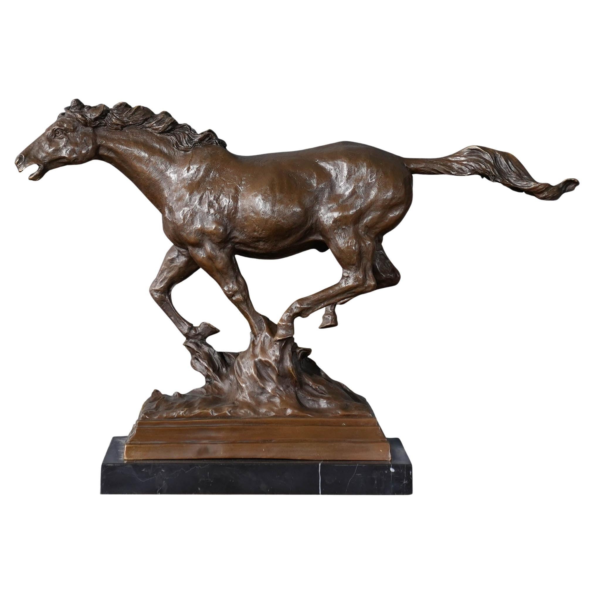 Running Horse on Marble Base For Sale