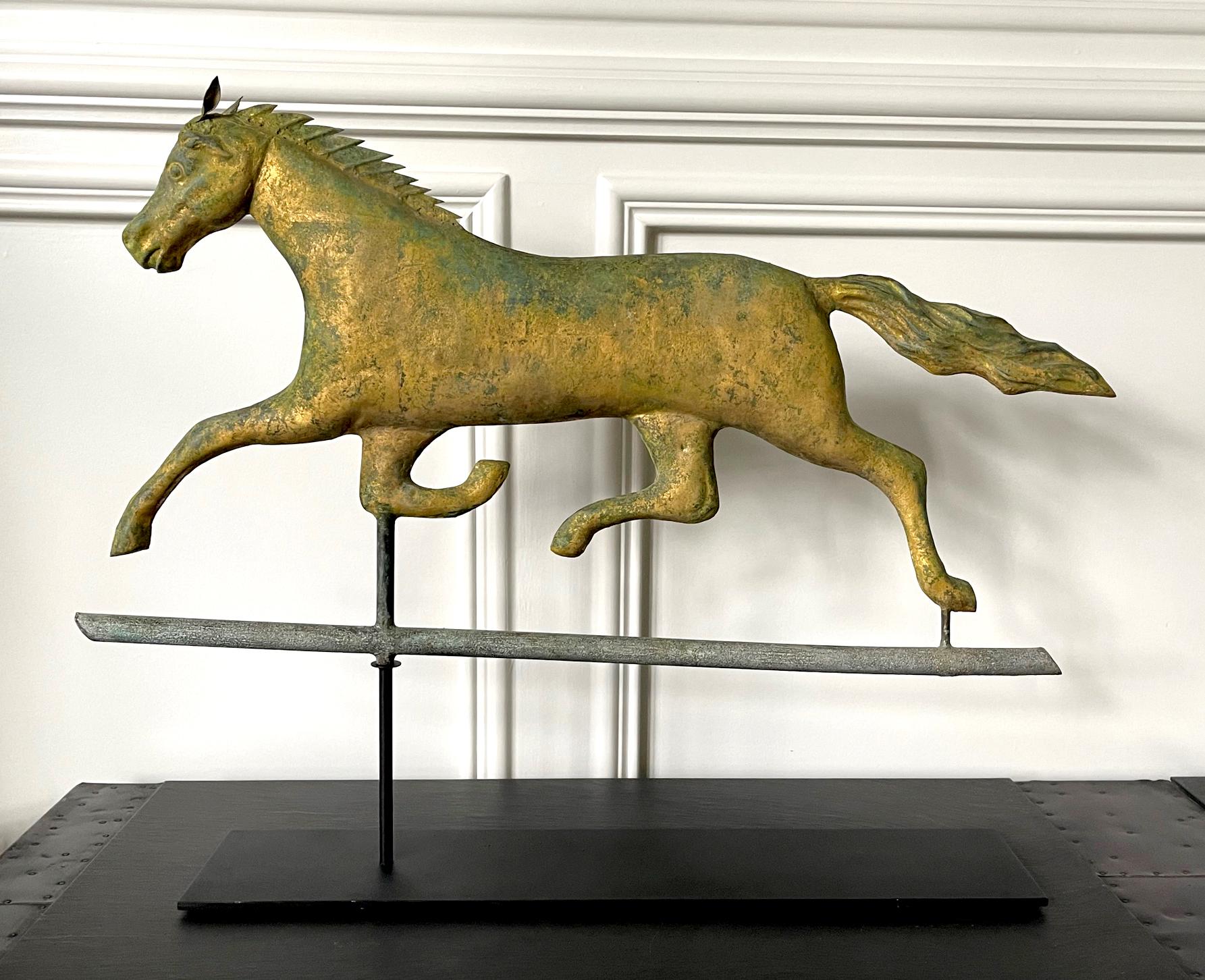 A weathervane in the form of a running horse, that was likely modeled after 