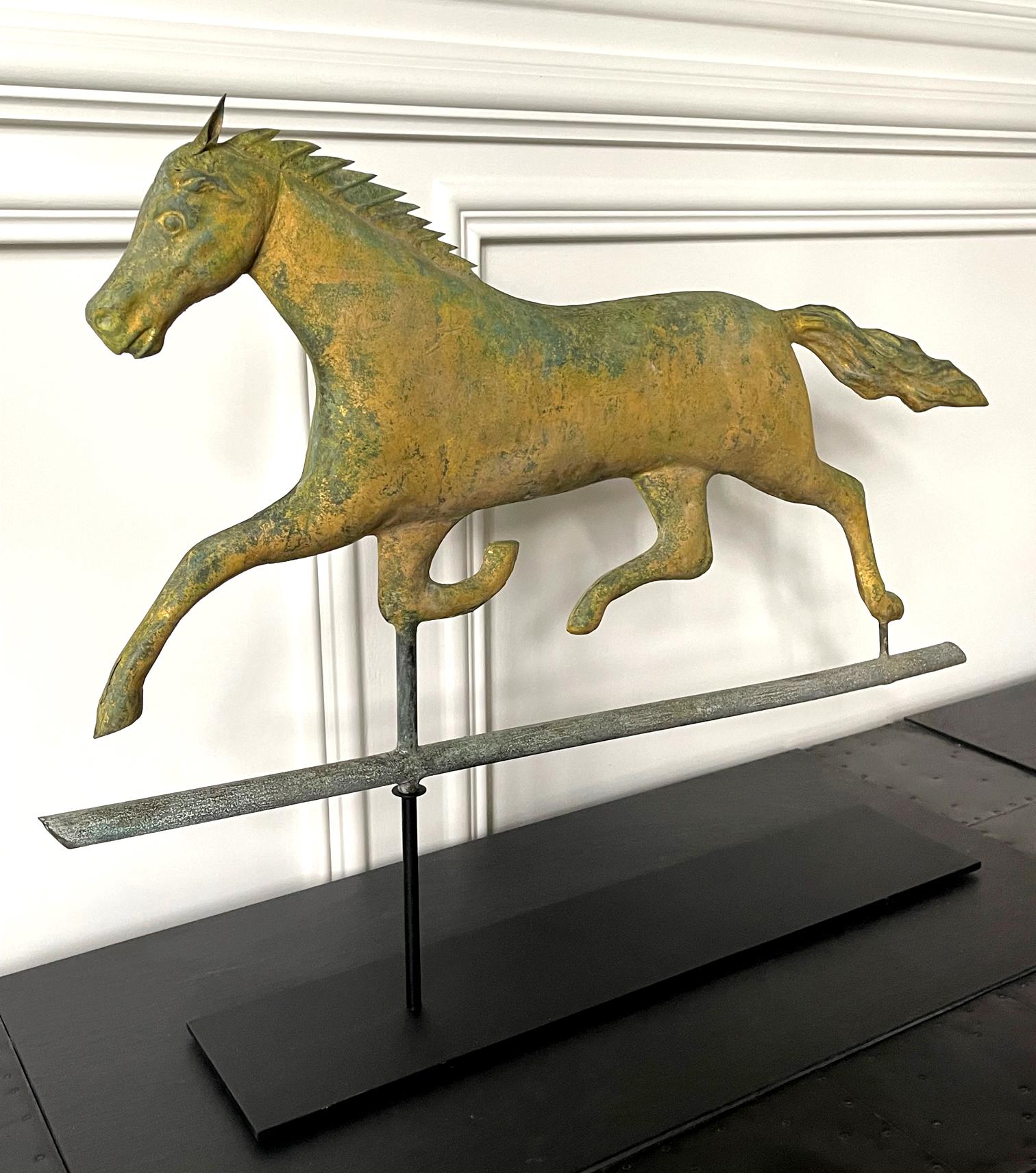 Gilt Running Horse Weathervane on Display Stand For Sale