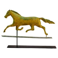 Antique Running Horse Weathervane on Display Stand