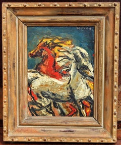 Running Horses Abstract Impressionist Oil Painting