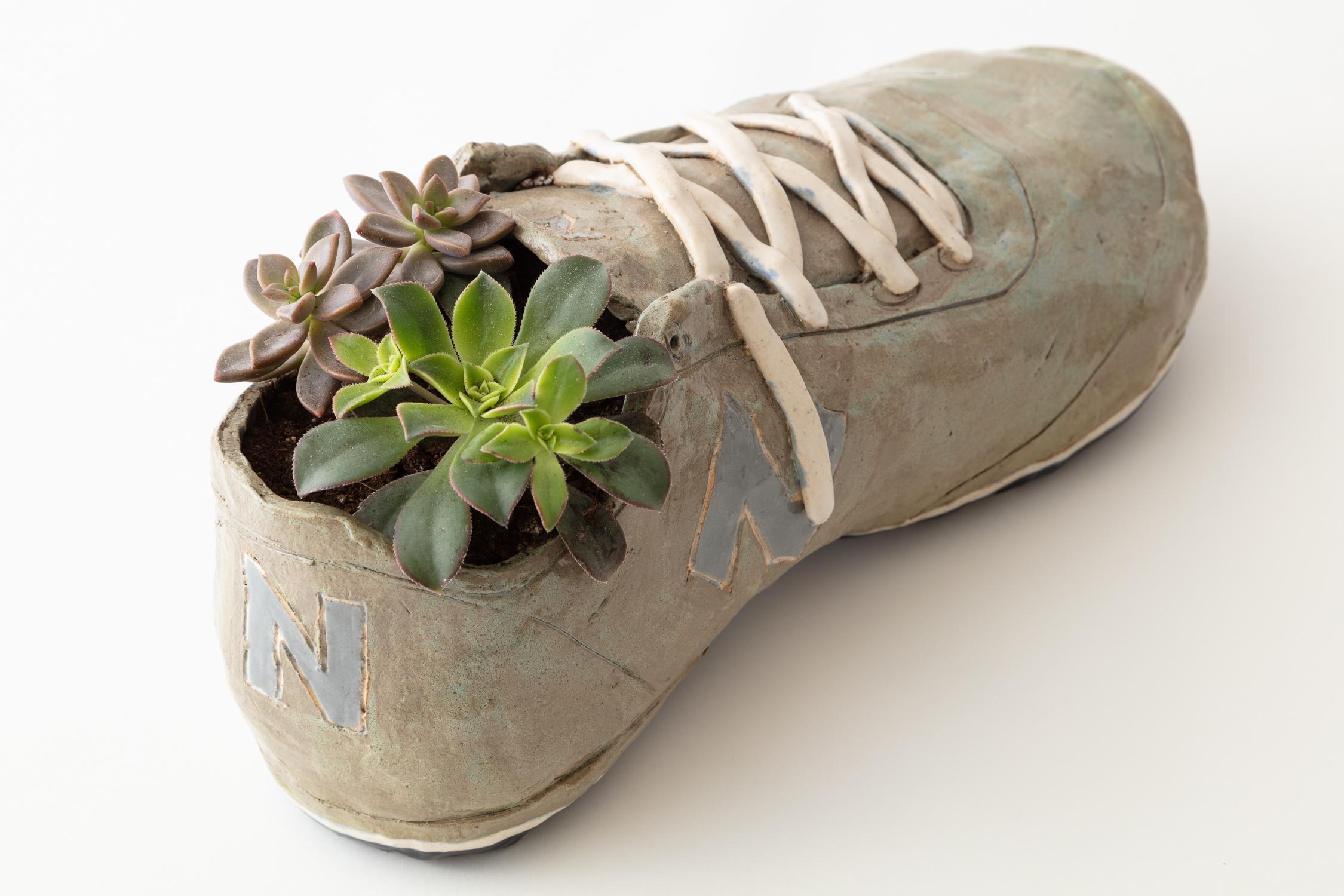 Running Shoe Handmade Glazed Earthenware Planter Unique Edition In New Condition In Brooklyn, NY