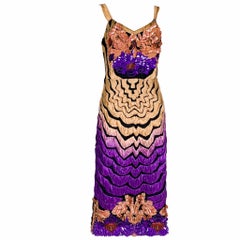 Runway 2016 Alberta Feretti Ombré Silk Embellished Beaded Embroidered Dress