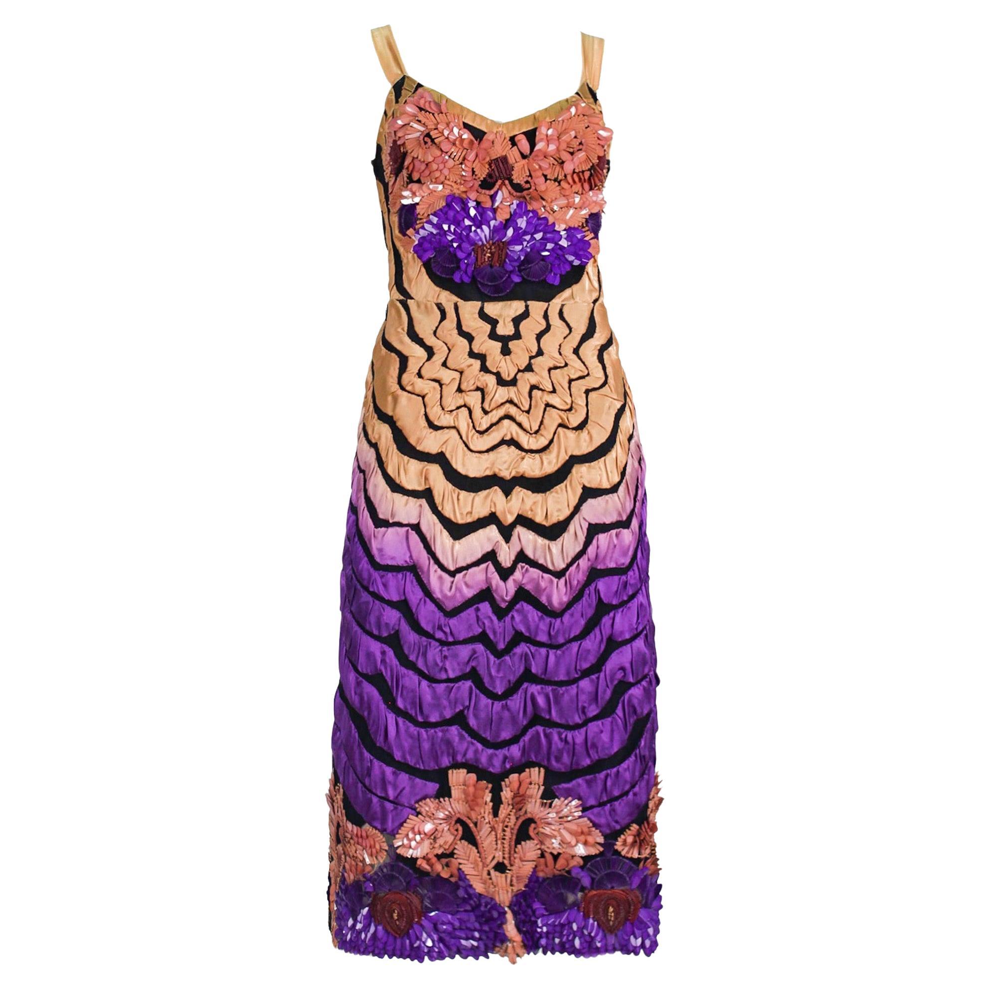 Alberta Ferretti Runway 2016 Ombré Silk Embellished Embroidered Cocktail Dress