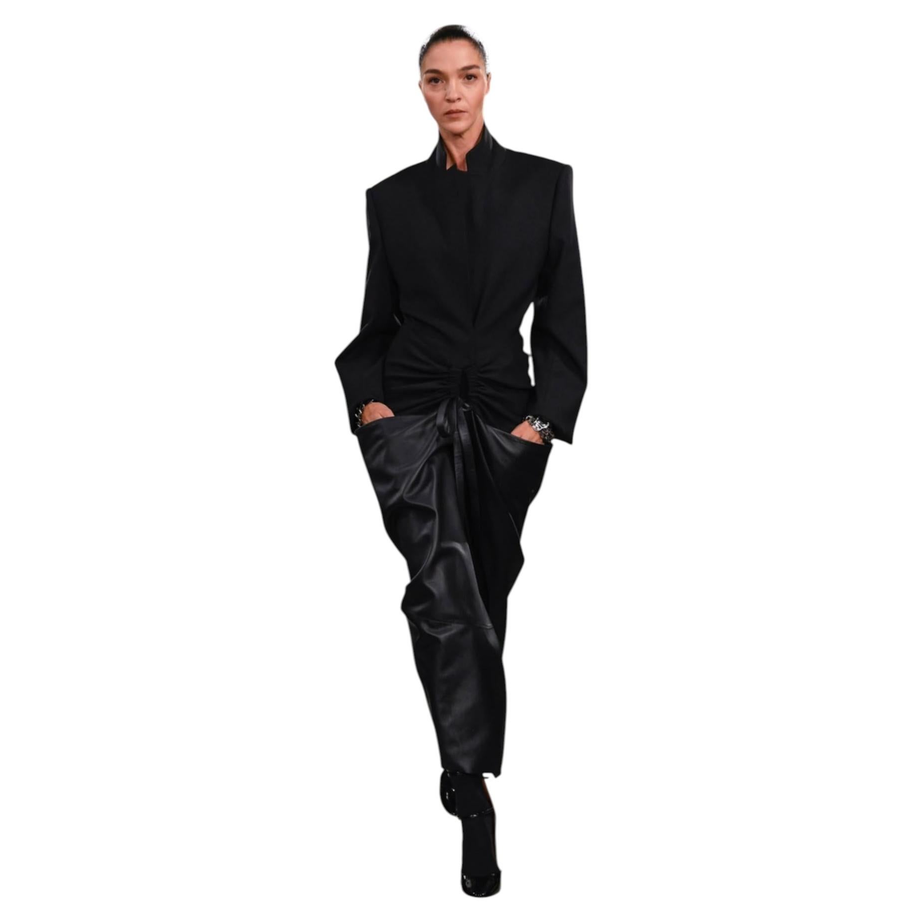 Runway Alaïa Spring 2023 blazer dress. Sculptural 80s leather. Size 36 by Mulier For Sale
