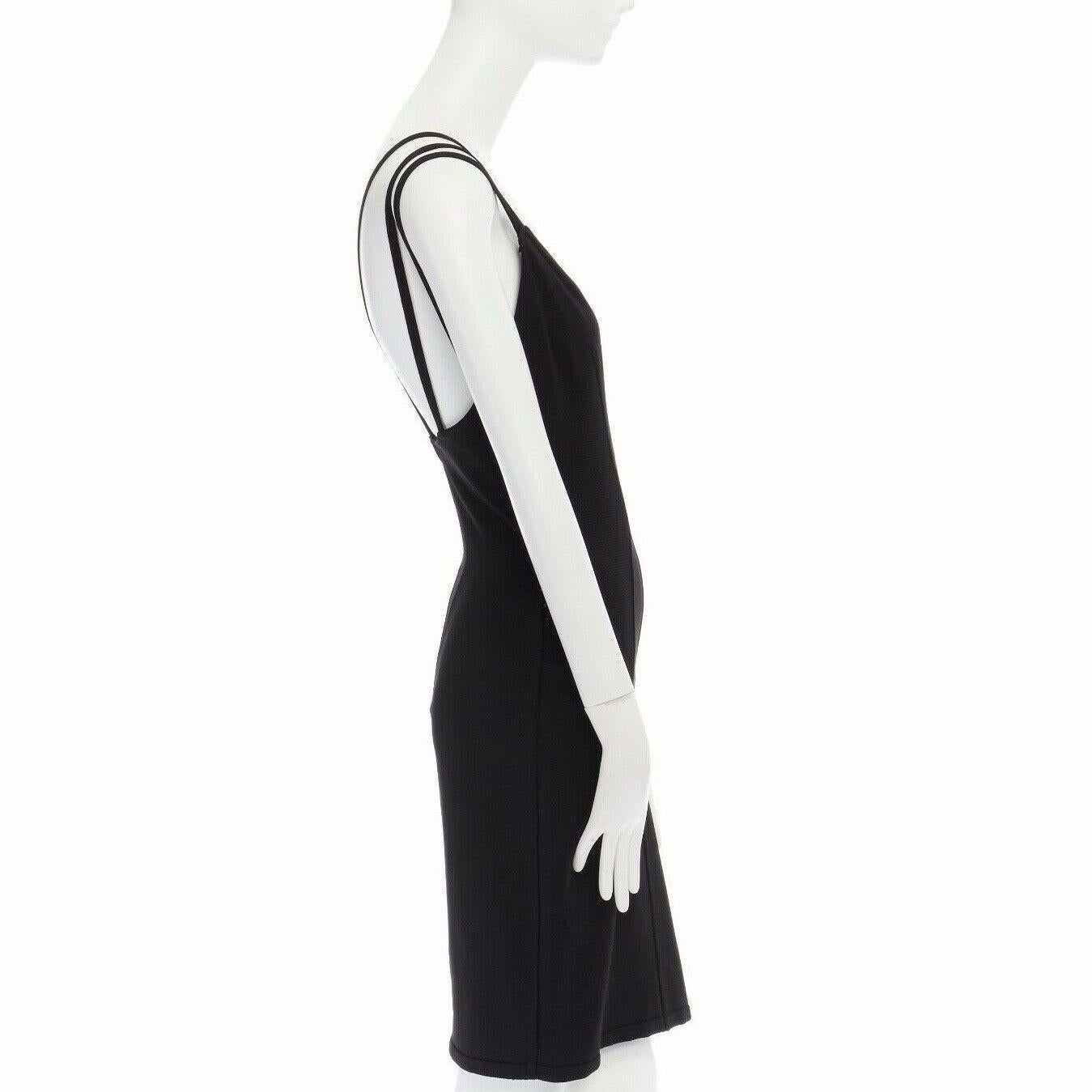 Women's runway ALAIA Vintage SS1990 black triple strap bodycon stretch dress M UK6 UK10