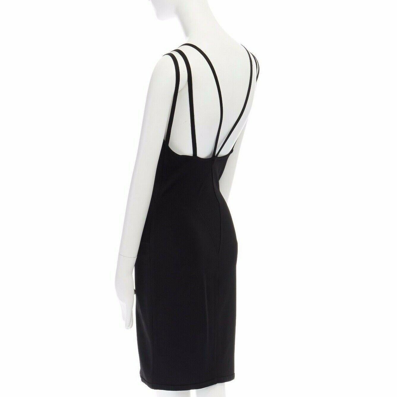 runway ALAIA Vintage SS1990 black triple strap bodycon stretch dress M UK6 UK10 2