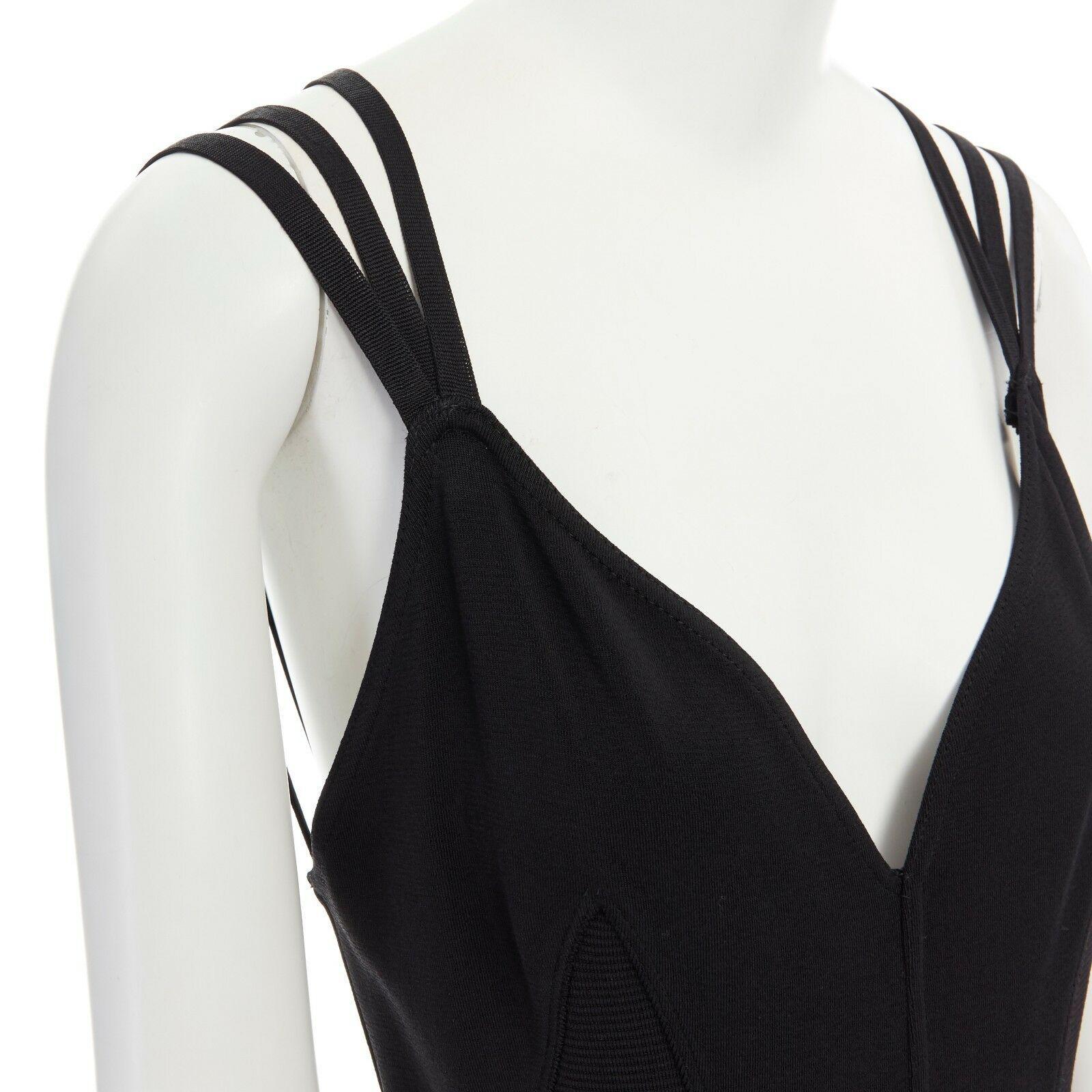 runway ALAIA Vintage SS1990 black triple strap bodycon stretch dress M UK6 UK10 3