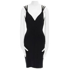 runway ALAIA Vintage SS1990 black triple strap bodycon stretch dress M UK6 UK10
