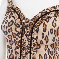 runway ALEXANDER MCQUEEN AW05 leopard print ruffle bustier corset top IT40 S