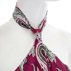 runway ALEXANDER MCQUEEN SS01 red paisley print tie neck silk top IT42 US6 UK10