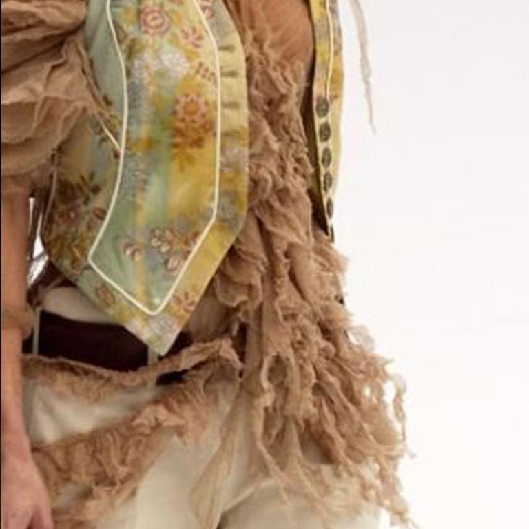 runway ALEXANDER MCQUEEN SS03 Oyster beige raw distress ruffle drape