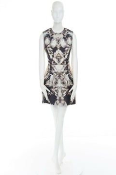 runway ALEXANDER MCQUEEN SS09 silver kaleidoscope skeleton illusion mesh dress M