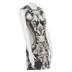runway ALEXANDER MCQUEEN SS09 silver kaleidoscope skeleton illusion mesh dress M