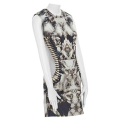 runway ALEXANDER MCQUEEN SS09 silver kaleidoscope skeleton illusion mesh dress M