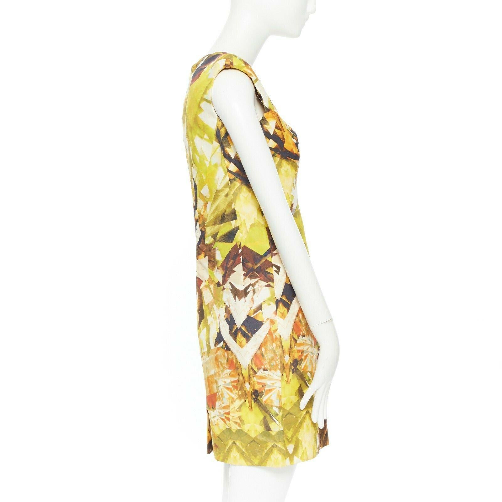 Women's runway ALEXANDER MCQUEEN SS09 yellow kaleidoscope digital print dress IT40 S