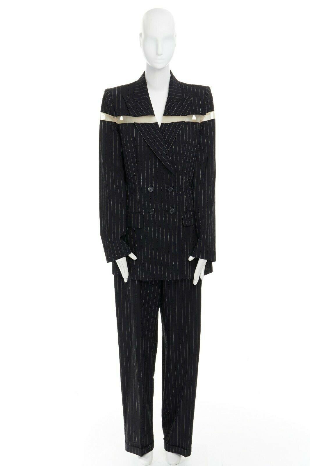 Black runway ALEXANDER MCQUEEN SS1998 vintage deconstructed jacket pant suit IT46 L