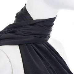 runway ALEXANDER MCQUEEN Vintage AW01 black wrap neck scarf stretch dress IT40 S