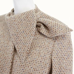 runway ALEXANDER MCQUEEN Vintage AW04 beige boucle tweed tie neck jacket IT42 M