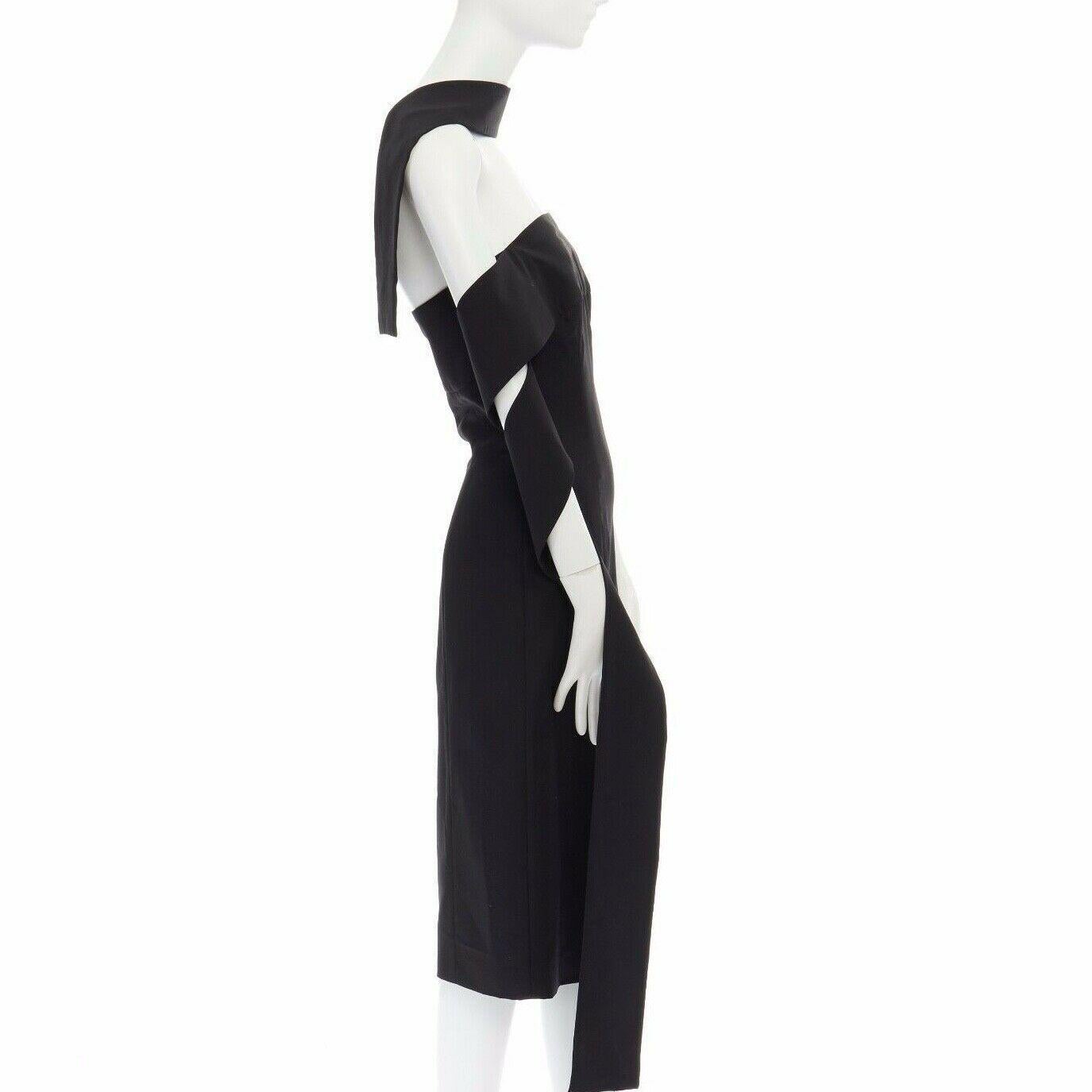 Women's runway ALEXANDER MCQUEEN Vintage SS01 black wrap sleeves dress IT40 US4 UK8 S
