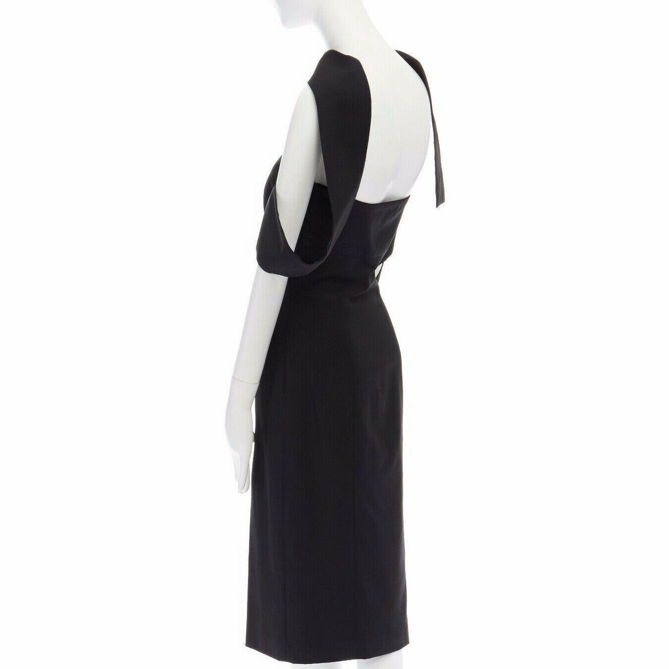runway ALEXANDER MCQUEEN Vintage SS01 black wrap sleeves dress IT40 US4 UK8 S 1