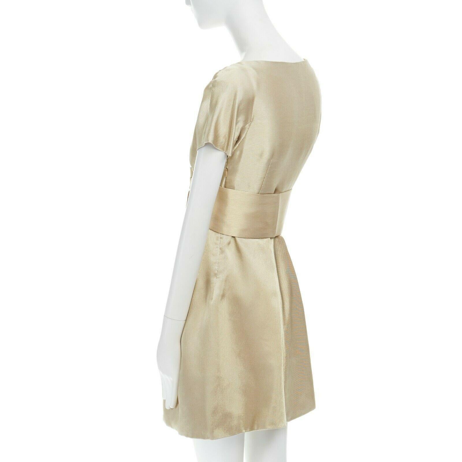 runway ALEXANDER MCQUEEN Vintage SS06 gold bow cocktail dress IT38 US0 UK6 S In Excellent Condition In Hong Kong, NT