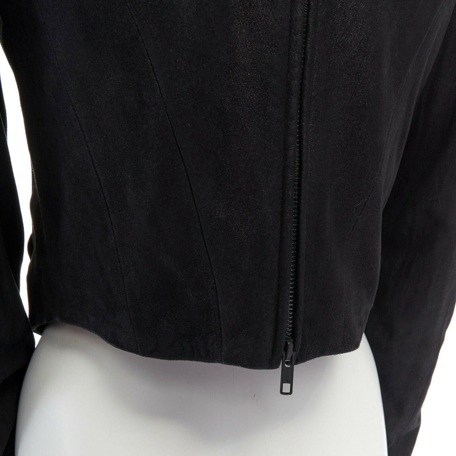 runway ANN DEMEULEMEESTER black leather convertible zip sleeves crop jacket XS 3