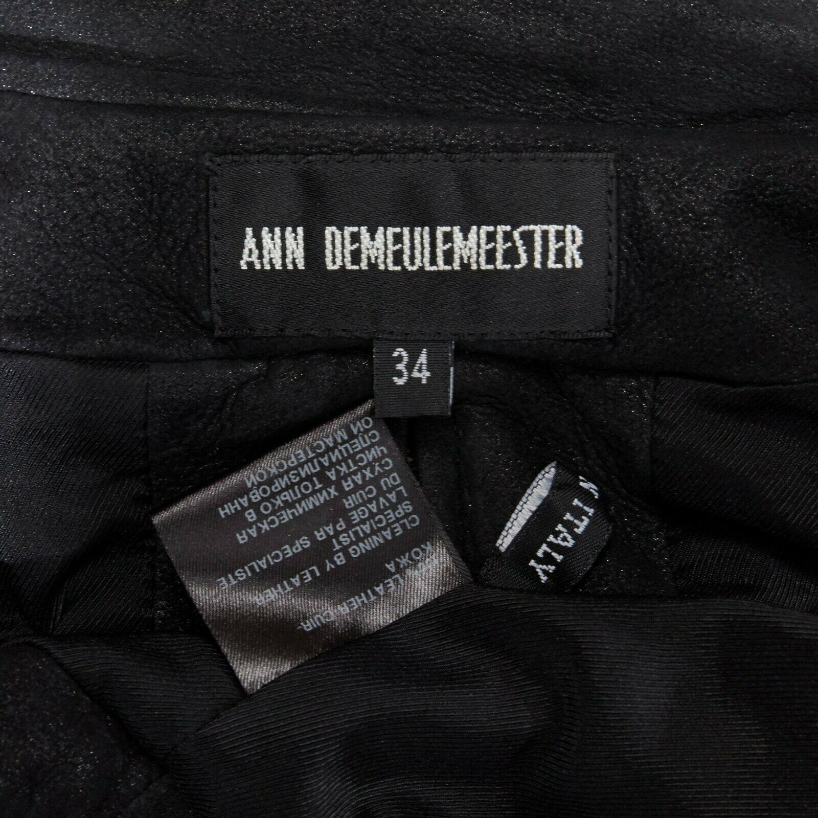 runway ANN DEMEULEMEESTER black leather convertible zip sleeves crop jacket XS 4