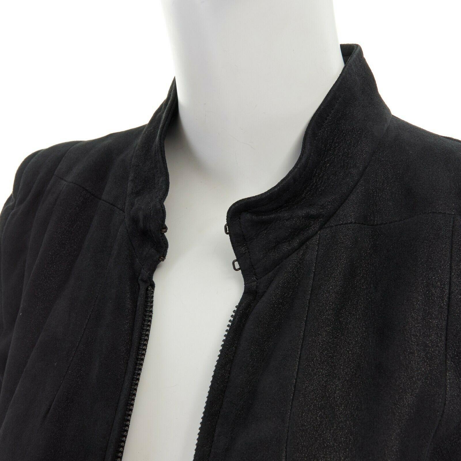 runway ANN DEMEULEMEESTER black leather convertible zip sleeves crop jacket XS 1