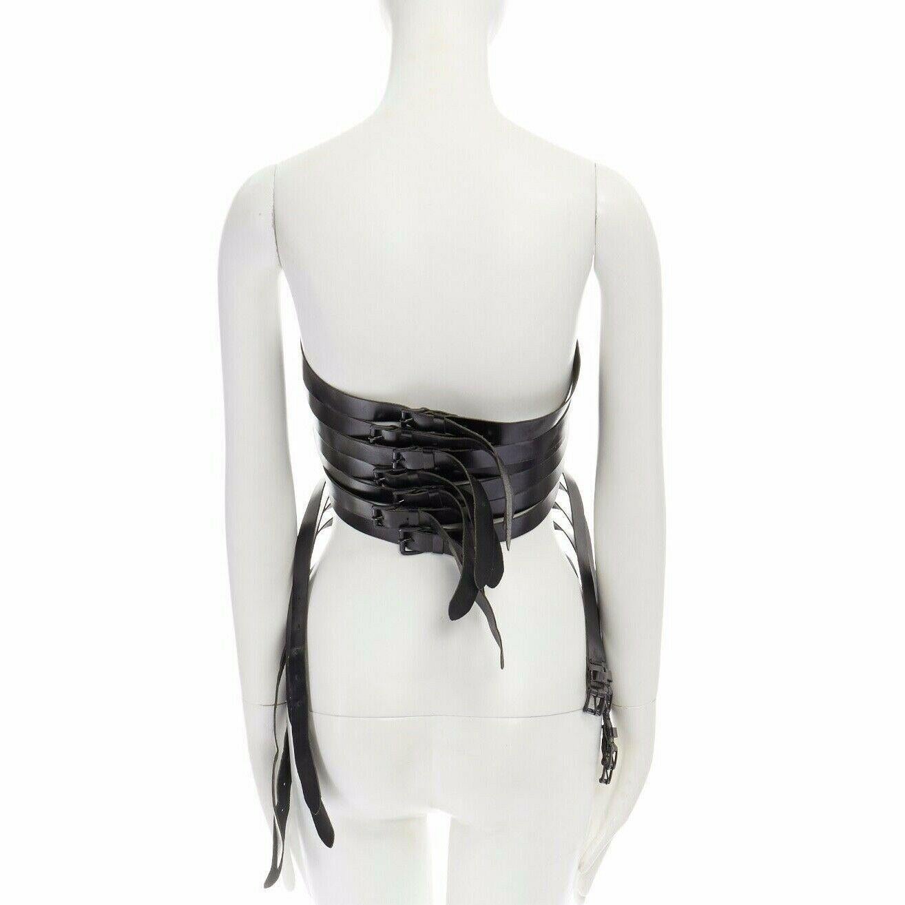 runway ANN DEMEULEMEESTER black leather multi buckle belt strapless corset top S 1