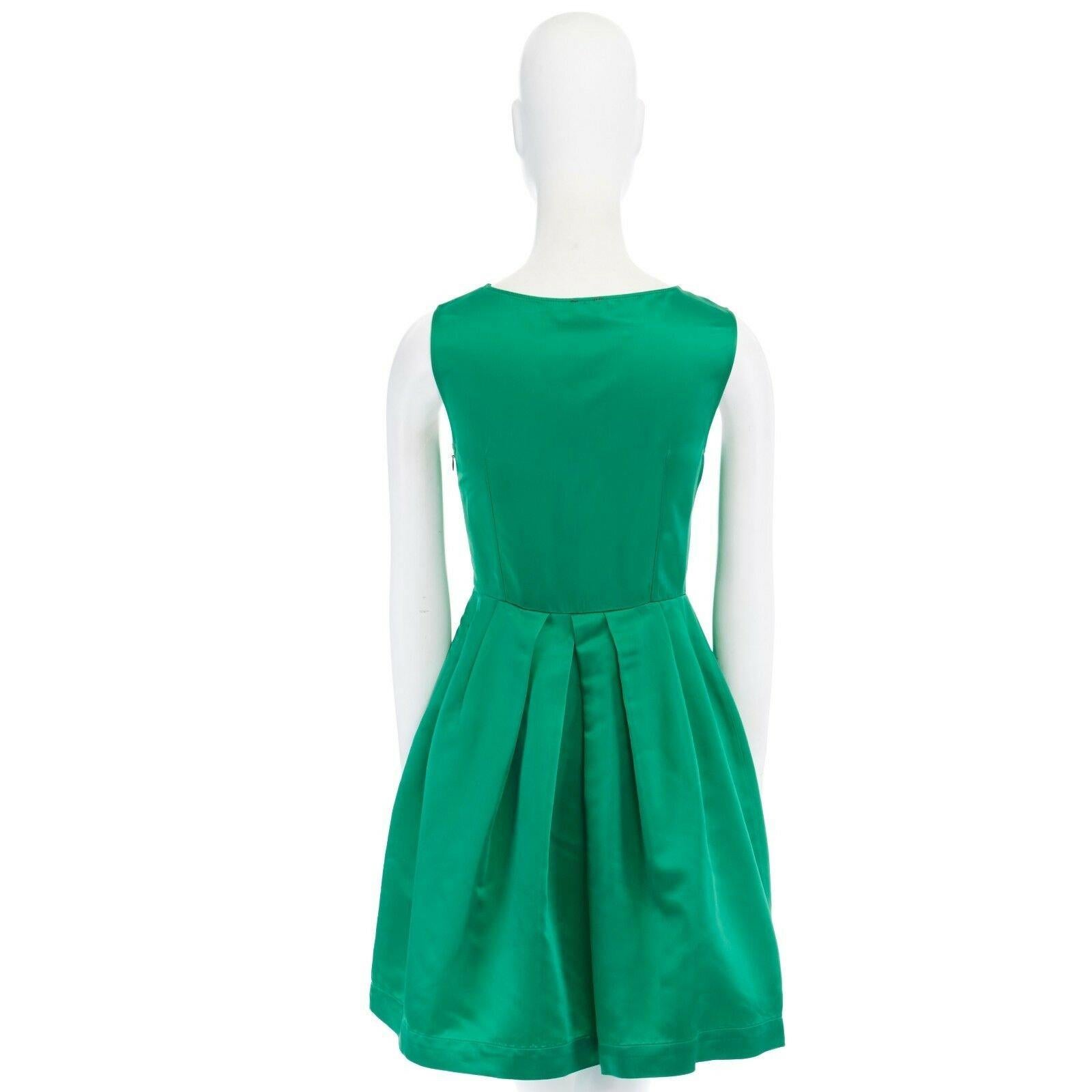 Women's runway ANTONIO MARRAS green acetate fitted waist pleat skirt cocktail dress IT40