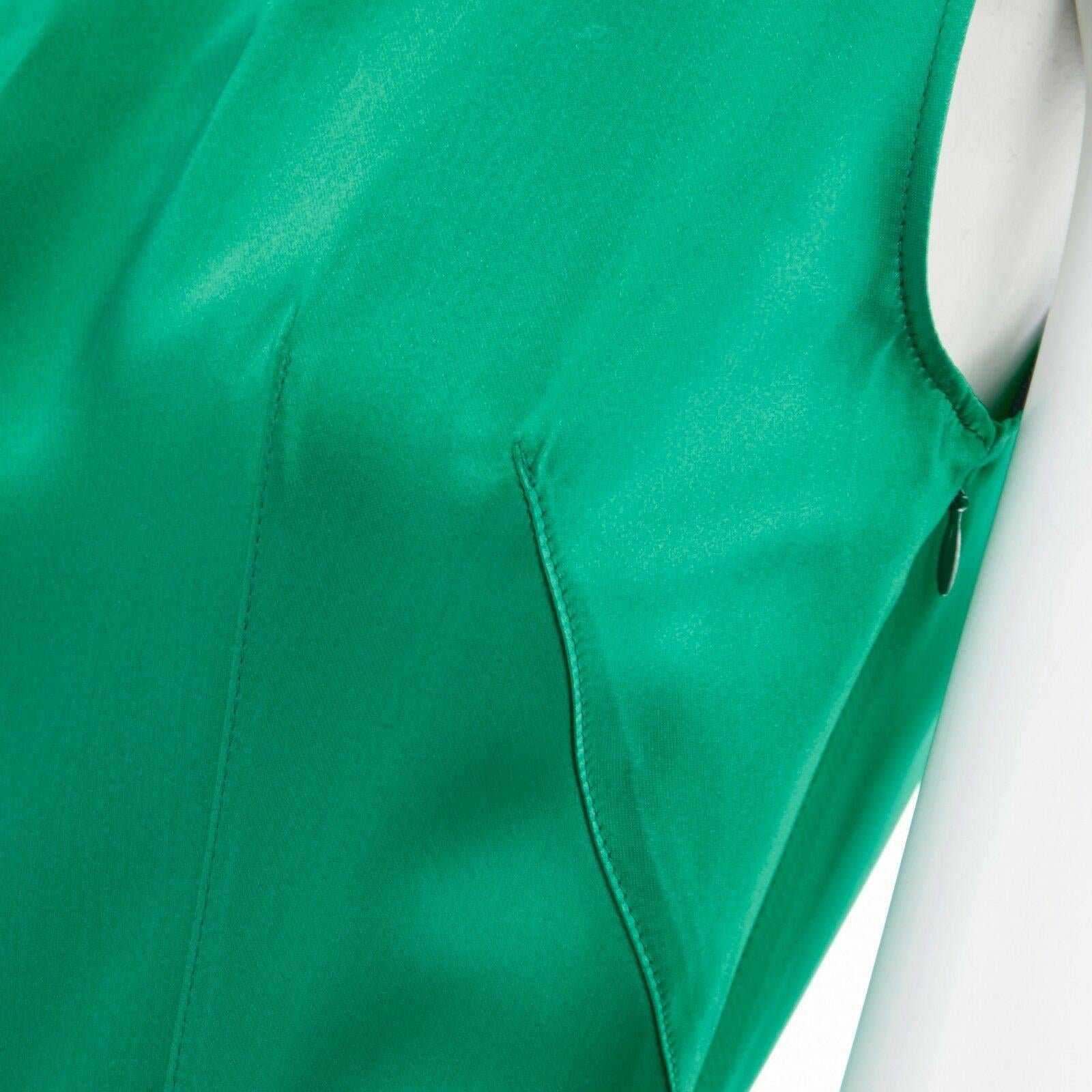 runway ANTONIO MARRAS green acetate fitted waist pleat skirt cocktail dress IT40 2