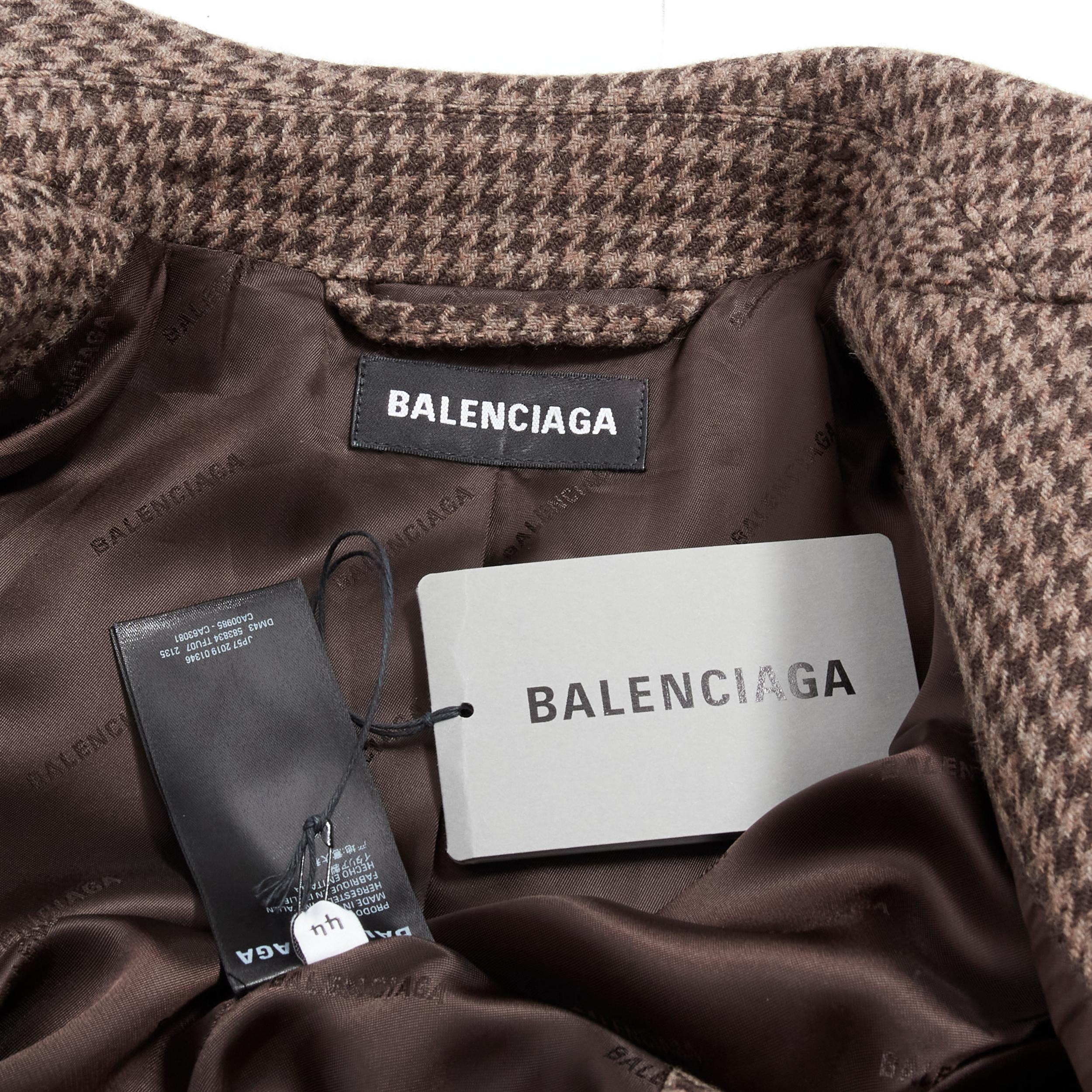 runway BALENCAIGA Demna 2019 Runway Hourglass brown check tweed coat IT44 XS 3