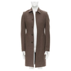 BALENCAIGA Demna 2019 Runway Hourglass cappotto in tweed a quadri marrone IT44 XS