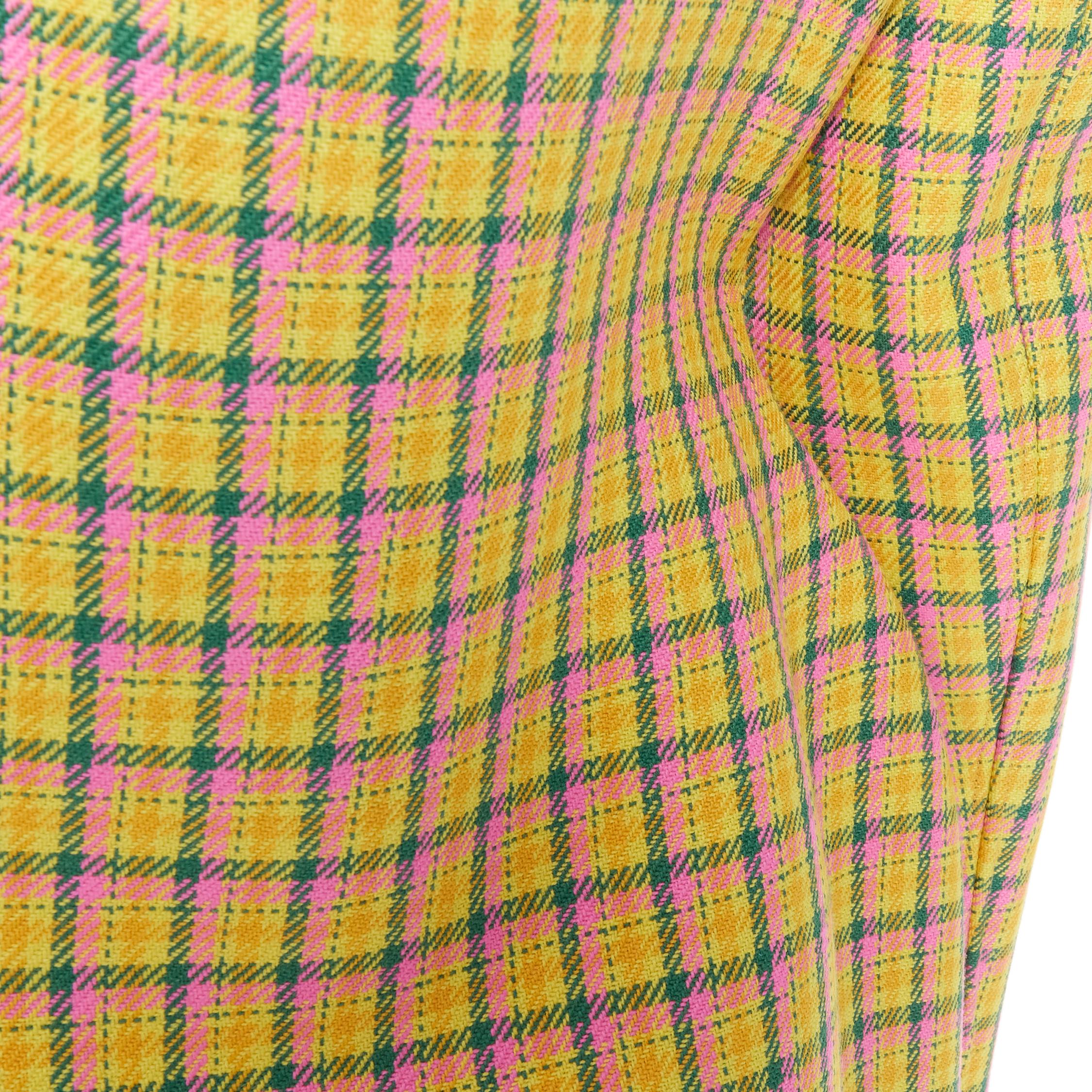 runway BALENCIAGA 2018 Hourglass yellow pink check wool peplum coat FR36 XS 2