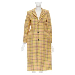 runway BALENCIAGA 2018 Hourglass yellow pink check wool peplum coat FR36 XS