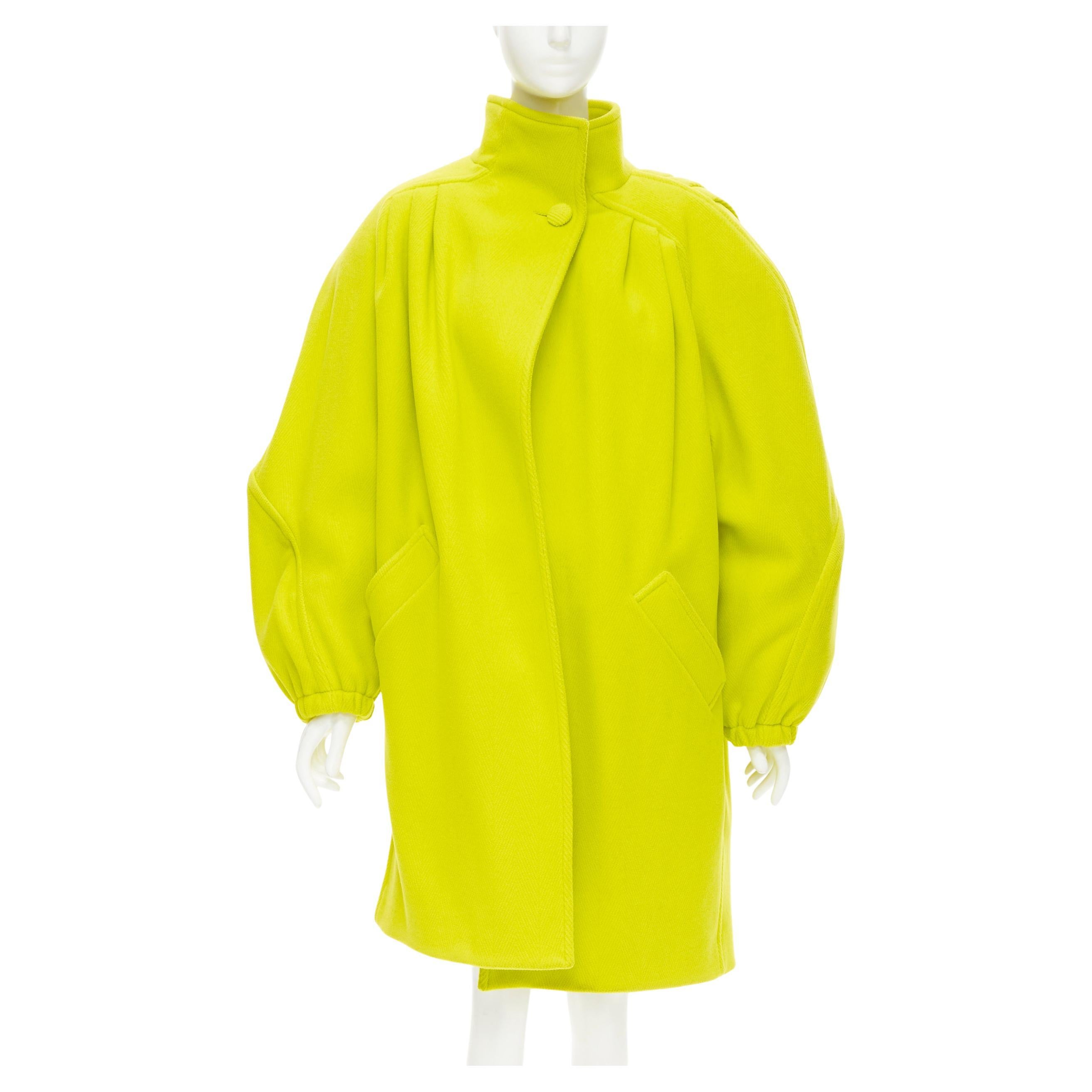 runway BALENCIAGA 2019 Runway yellow wool padded oversized cocoon coat FR34 XS For Sale