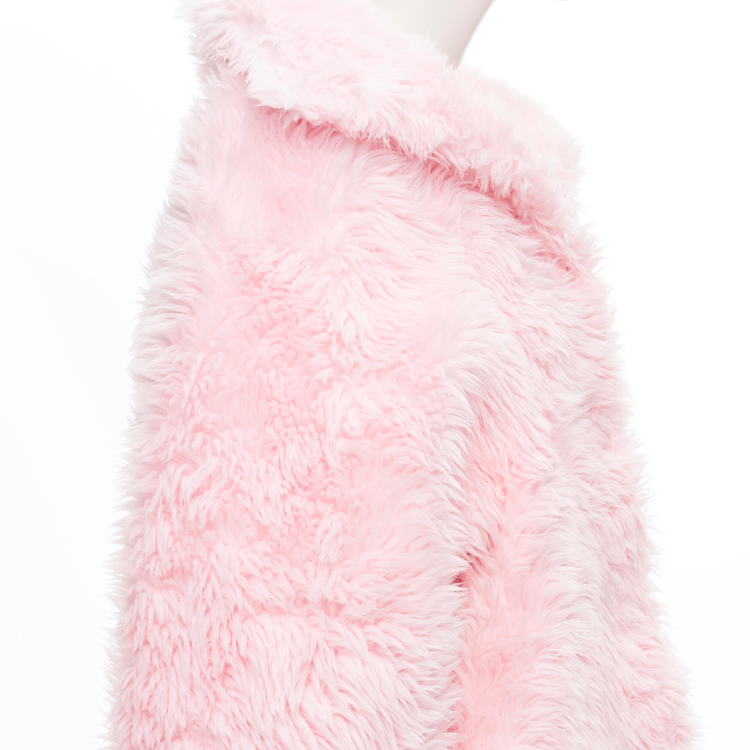 runway BALENCIAGA Demna 2019 pink faux fur plush Swing coat FR36 S 1