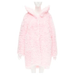 runway BALENCIAGA Demna 2019 pink faux fur plush Swing coat FR36 S