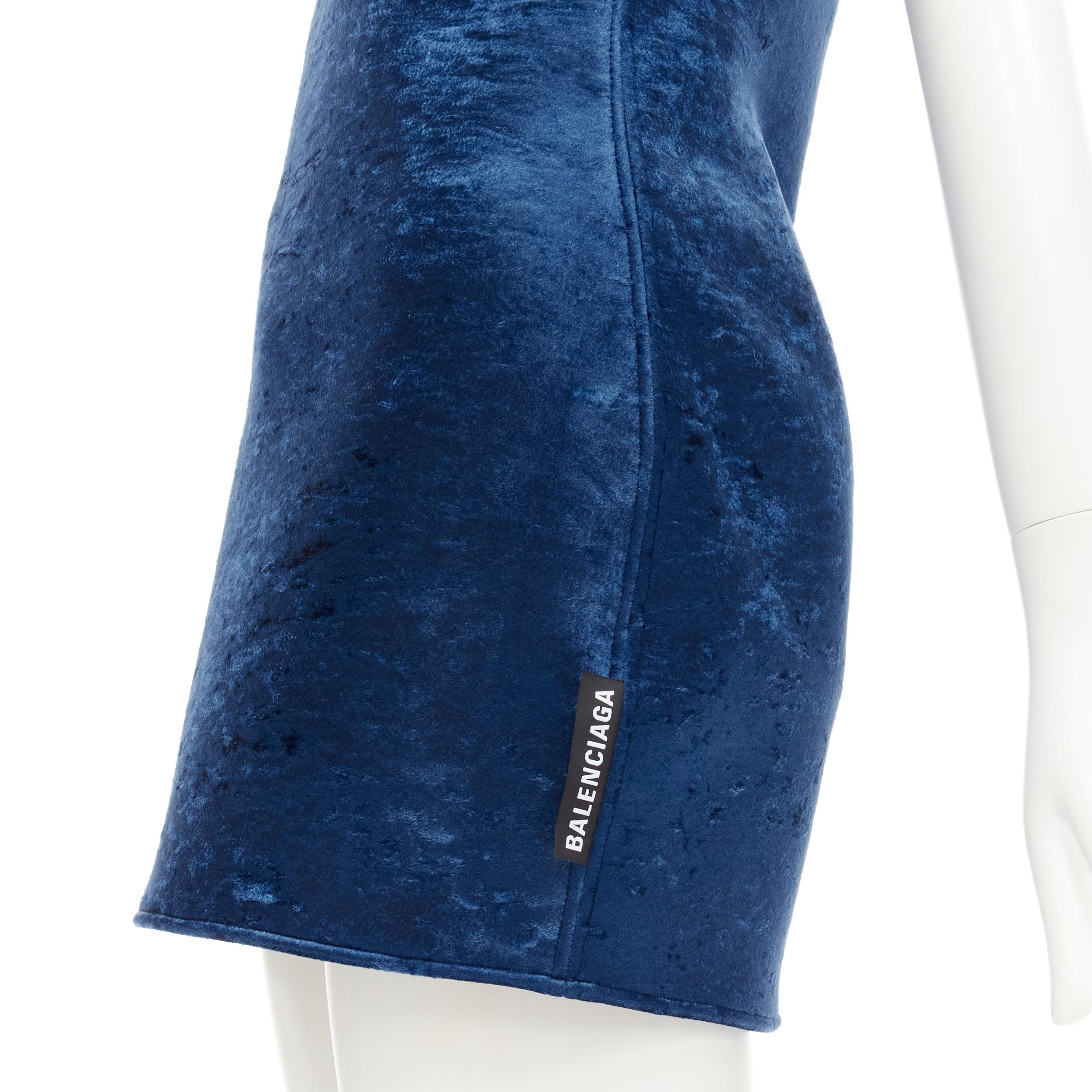 runway BALENCIAGA Demna 2019 Runway blue crushed velvet dress FR38 XS Kylie 1