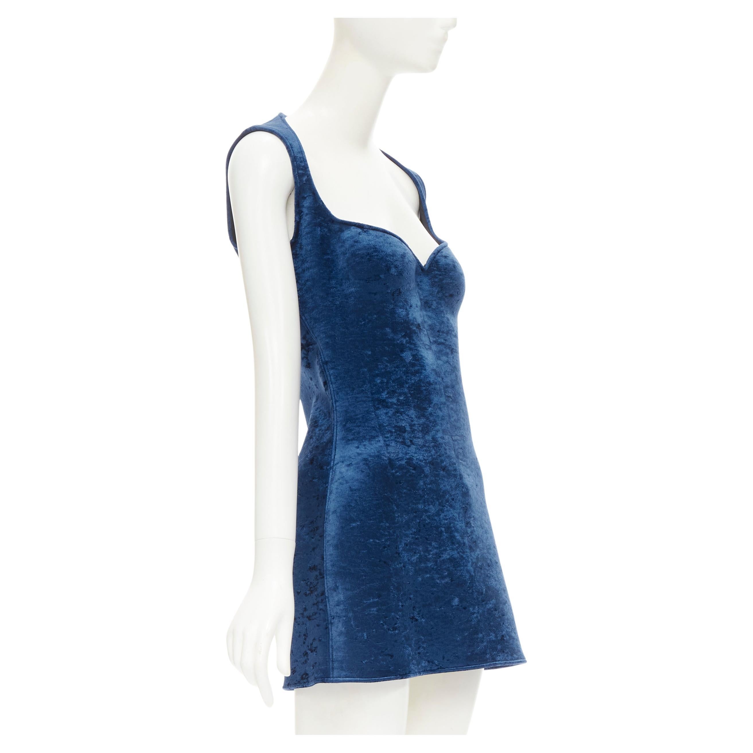 runway BALENCIAGA Demna 2019 Runway blue crushed velvet dress FR38 XS Kylie