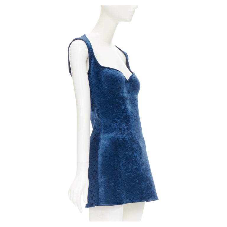 runway BALENCIAGA Demna 2019 Runway blue crushed velvet dress FR38 XS Kylie  at 1stDibs | joe and elle velvet dress, balenciaga blue velvet dress, balenciaga  velvet dress