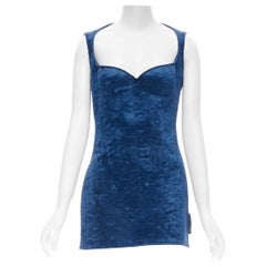 runway BALENCIAGA Demna 2019 Runway blue velvet sweetheart dress FR40 S Kylie