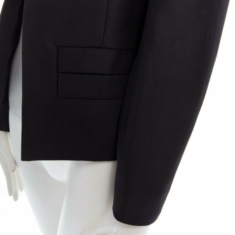 runway BALENCIAGA GHESQUIERE 2012 black leather panel collarless jacket FR34 XS For Sale 2