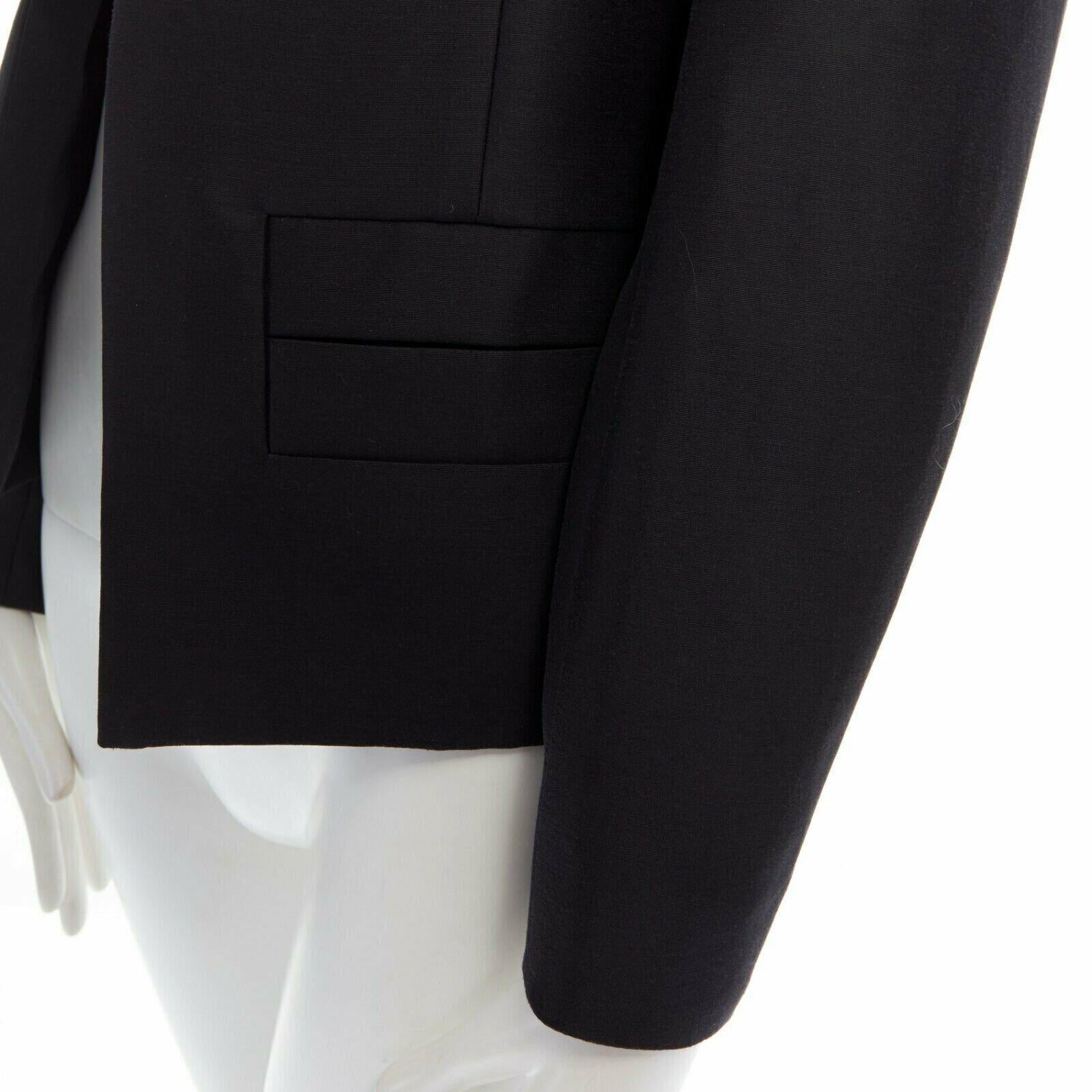runway BALENCIAGA GHESQUIERE 2012 black leather panel collarless jacket FR34 XS For Sale 3