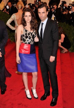 runway BALENCIAGA GHESQUIERE AW12 black satin bustier red leather dress UK8 US4