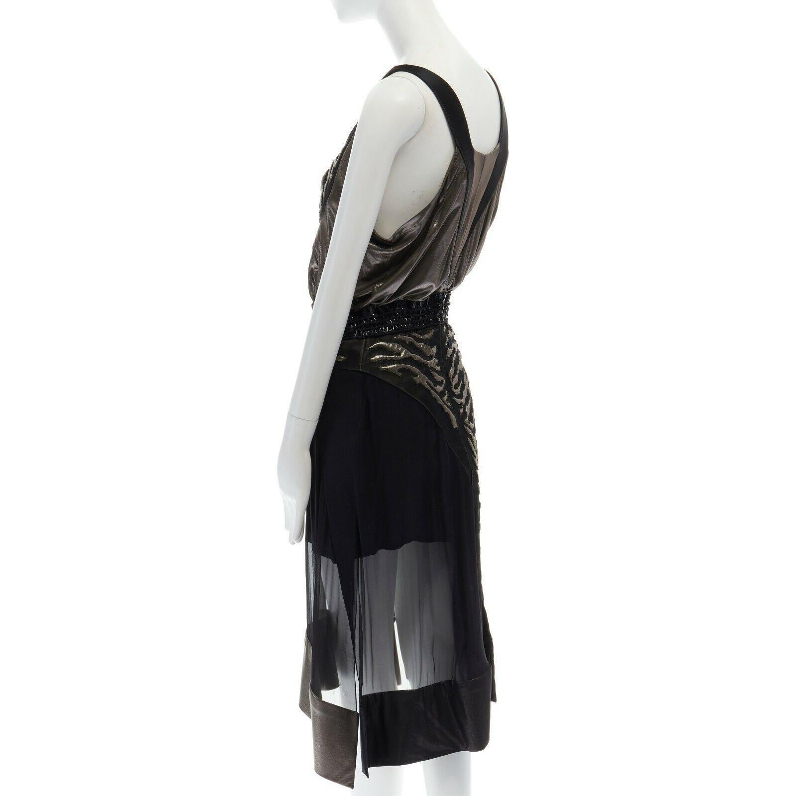 Black runway BALENCIAGA GHESQUIERE AW12 black silver sheer layered dress FR36 US4 UK8
